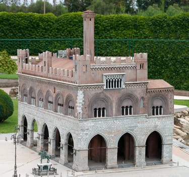 Viserba, Italy - June 25, 2024: Piacenza at Theme park Italy in Miniature or Italia in Miniatura in Rimini, Italy - Reproduction of famous attractions in a small scale
