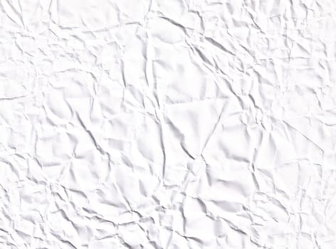 Wrinkled white paper texture. Realistic