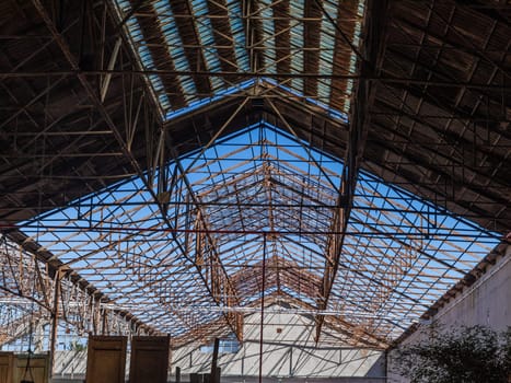 Abandoned warehouse in ruins in Lisbon, harbour area. Portugal
