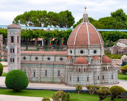 Viserba, Italy - June 25, 2024: The Cathedral of Santa Maria del Fiore Florence at Theme park Italy in Miniature or Italia in Miniatura in Rimini, Italy