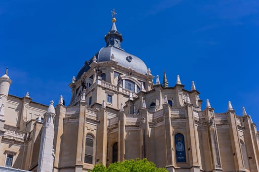 Almudena Cathedral - A sunny Autumn day view of the square cupola of Almudena Cathedral, Madrid, Spain
