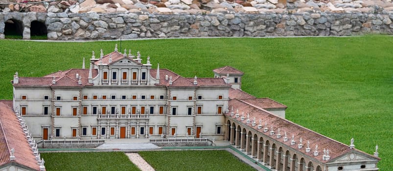 Viserba, Italy - June 25, 2024: Villa Manin at Theme park Italy in Miniature or Italia in Miniatura in Rimini, Italy - Reproduction of famous attractions in a small scale