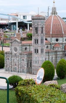 Viserba, Italy - June 25, 2024: The Cathedral of Santa Maria del Fiore Florence at Theme park Italy in Miniature or Italia in Miniatura in Rimini, Italy