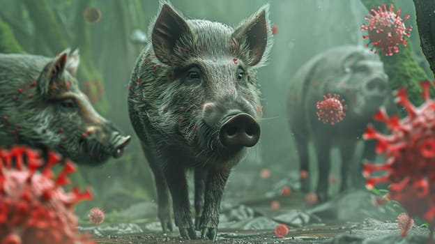 African swine fever, ASFV virus outbreak, infected wild boar, infectious disease spreading to forest animals