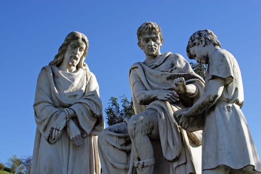 1st stations of the cross, Jesus is condemned to death, Pontius Pilate washes his hands, Sanctuary Assumption of the Virgin Mary in Marija Bistrica, Croatia