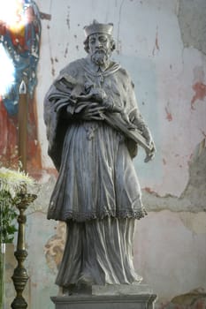 Saint John of Nepomuk, statue on the main altar in the Church of the Visitation of the Virgin Mary in Marija Gorica, Croatia