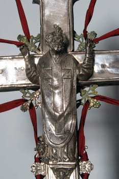 Saint Mark the Evangelist, cross from the 16th century In the Abbot's treasury in the Saint Mark Church in Korcula, Korcula island, Croatia