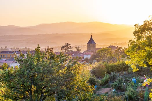 View of the village of Bagnols in France in autumn