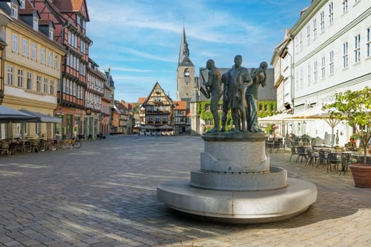 GERMANY, QUEDLINGBURG - September 06 -2023: Historic Marketplace in Downtown Quedlingburg.