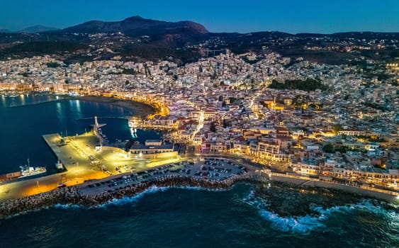 Aerial view of the city of Rethymno, Crete, Greece.