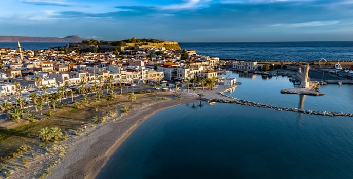 Aerial view of the city of Rethymno, Crete, Greece.