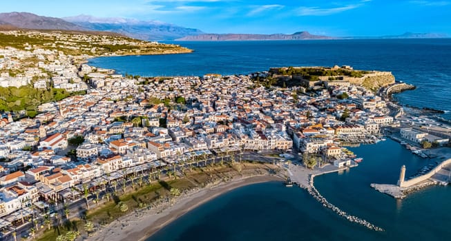 Aerial view of the city of Rethymno, Crete, Greece.