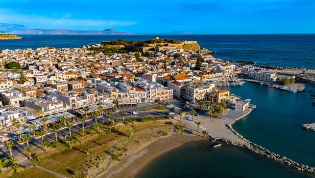 Aerial view of the city of Rethymno, Crete, Greece.