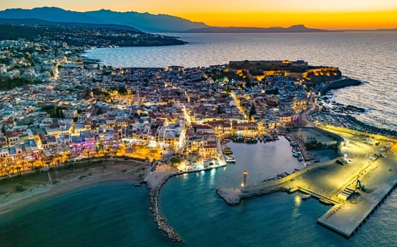 Aerial view of the city of Rethymno, Crete, Greece.