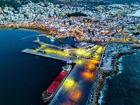 Aerial view of the city of Rethymno, Crete, Greece.