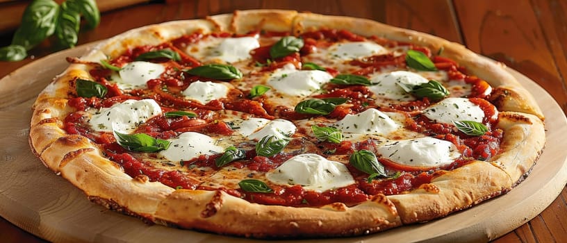 A classic Italian-style pizza basks in warm light, suggesting a cozy evening meal with a touch of gourmet elegance