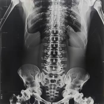 X-ray of a human torso showing spine and pelvis