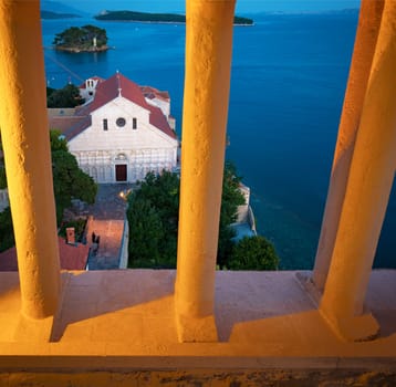 Monastery at rab city at night