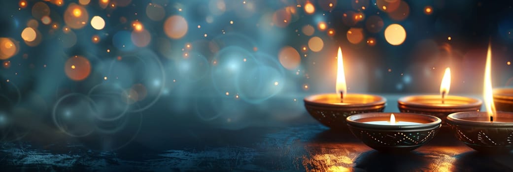 Diwali, indian holiday, Hindu festival of lights, religious celebration at the month of Ashvin, candle light and bokeh