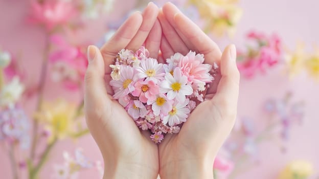 Heart with flowers, love and emotion concept, good hearted person, help and charity, mother day