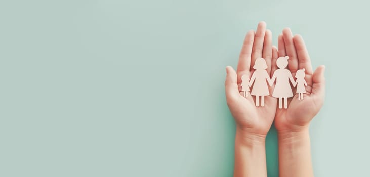 Hands holding three generations of a family, child, mother and grandmother, love, connection and emotional support