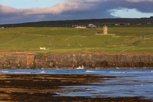 Atlantic coast near Doolin, a coastal village in County Clare, Republic of Ireland. It is southwest of the spa town of Lisdoonvarna.