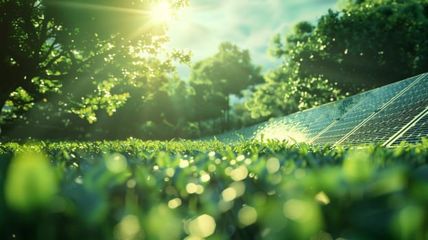 A detailed image of a solar cell in a solar farm
