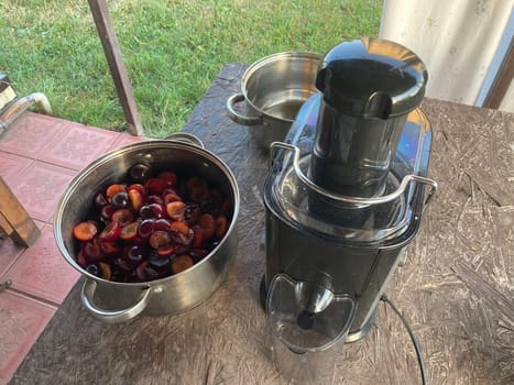 Production of homemade plum the juice