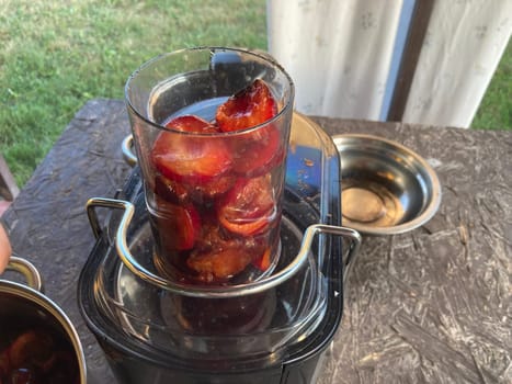 Production of homemade plum the juice
