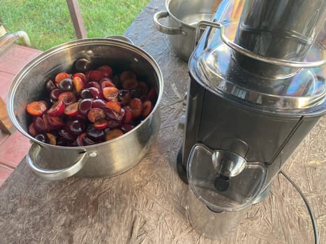 Production of homemade plum the juice