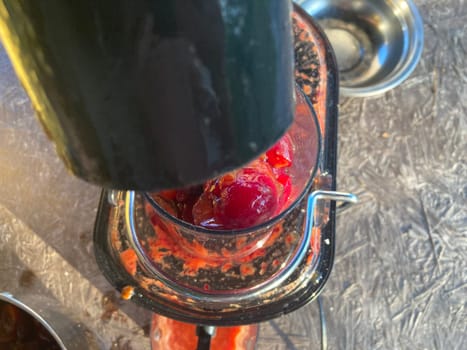 Production of homemade plum the juice