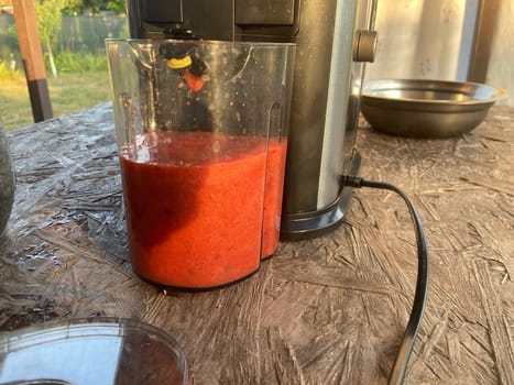 Production of homemade plum the juice