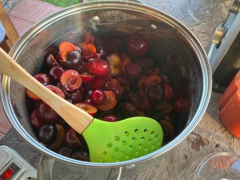 Production of homemade plum the juice