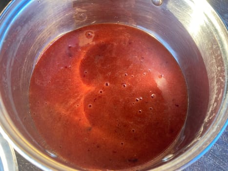 Production of homemade plum the juice