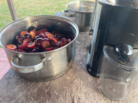 Production of homemade plum the juice