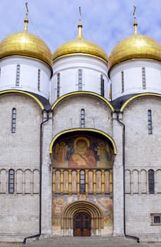 The Cathedral of the Dormition, also known as the Cathedral of the Assumption is a Russian Orthodox church dedicated to the Dormition of the Theotokos.  It is located on the north side of Cathedral Square in the Kremlin in Moscow, Russian Federation. Dates from around 1475.