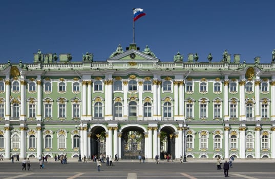 The Winter Palace in Saint Petersburg, Russian Federation. It served as the official residence of the Russian Emperor from 1732 to 1917.   The palace and its precincts now house the Hermitage Museum.