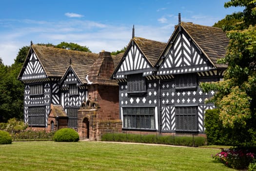 Speke Hall, a wood-framed wattle-and-daub Tudor manor house in Speke, Liverpool in northwest England. It is one of the finest surviving examples of its kind. Dates from 1530.
