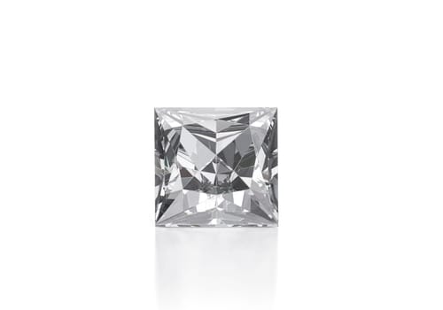 Diamond with reflection on white background