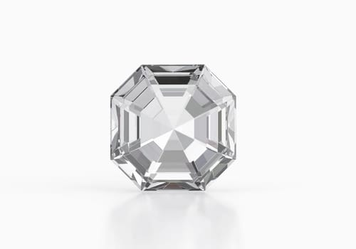 Diamond with reflection on white background