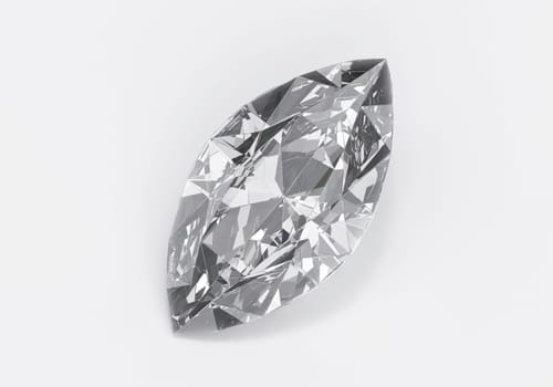 Diamond with reflection on white background