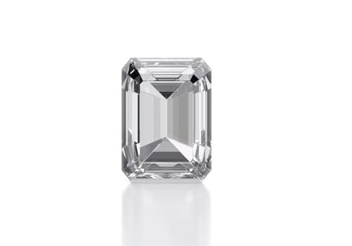 Diamond with reflection on white background