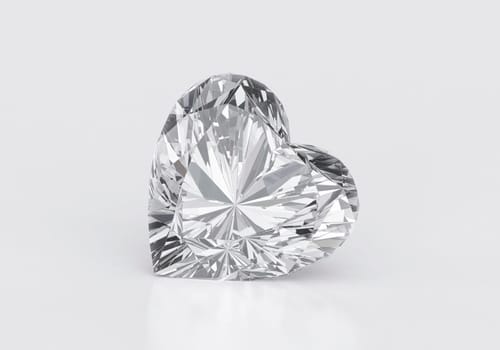 Heart diamond with reflection on white background