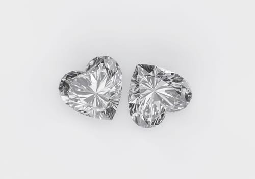 Heart diamond with reflection on white background