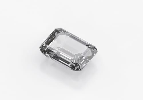 Diamond with reflection on white background