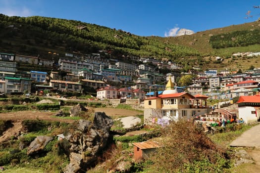 Arriving in Namche Bazar, Bazaar, Mount Everest Basecamp Trek, EBC, Nepal 2022