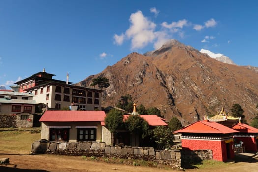 The Monastery of Tengboche, Tangboche village, a tibetan buddhist monastery, Mount Everest Base Camp Trek, EBC, Nepal 2022