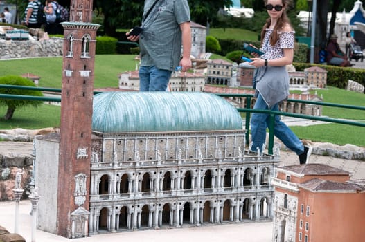 Viserba, Italy - June 25, 2024: Vicenza at Theme park Italy in Miniature or Italia in Miniatura in Rimini, Italy - Reproduction of famous attractions in a small scale