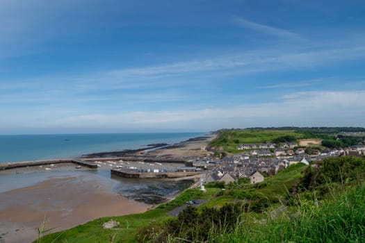 a view of town of Port-en-Bessin, a commune in the Calvados department in the Basse-Normandie , France.