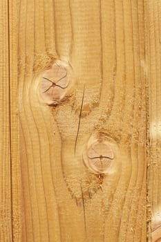 Light brown wooden wall on a construction fence with knotholes, Germany